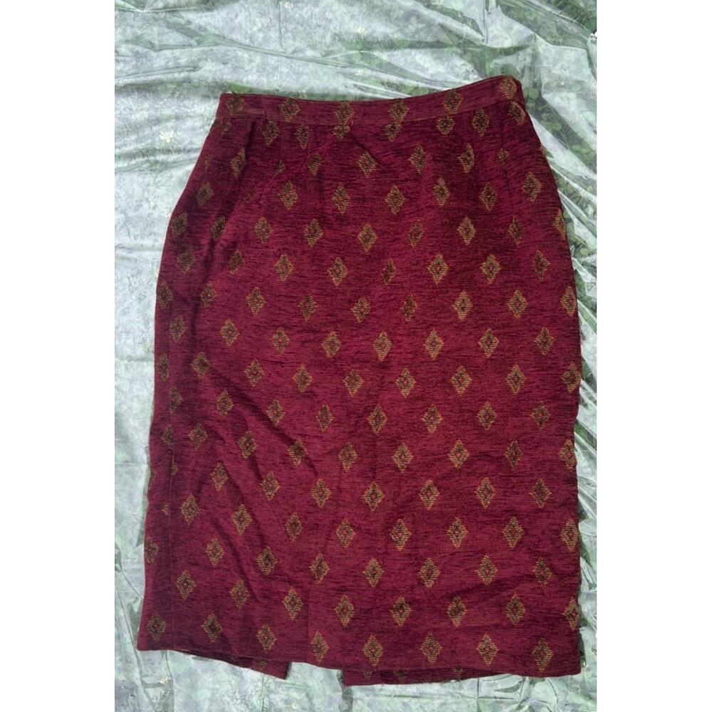 Vintage Emmanuel Ungaro Corduroy Skirt Womens FRENCH Sz 10 Designer Burgundy